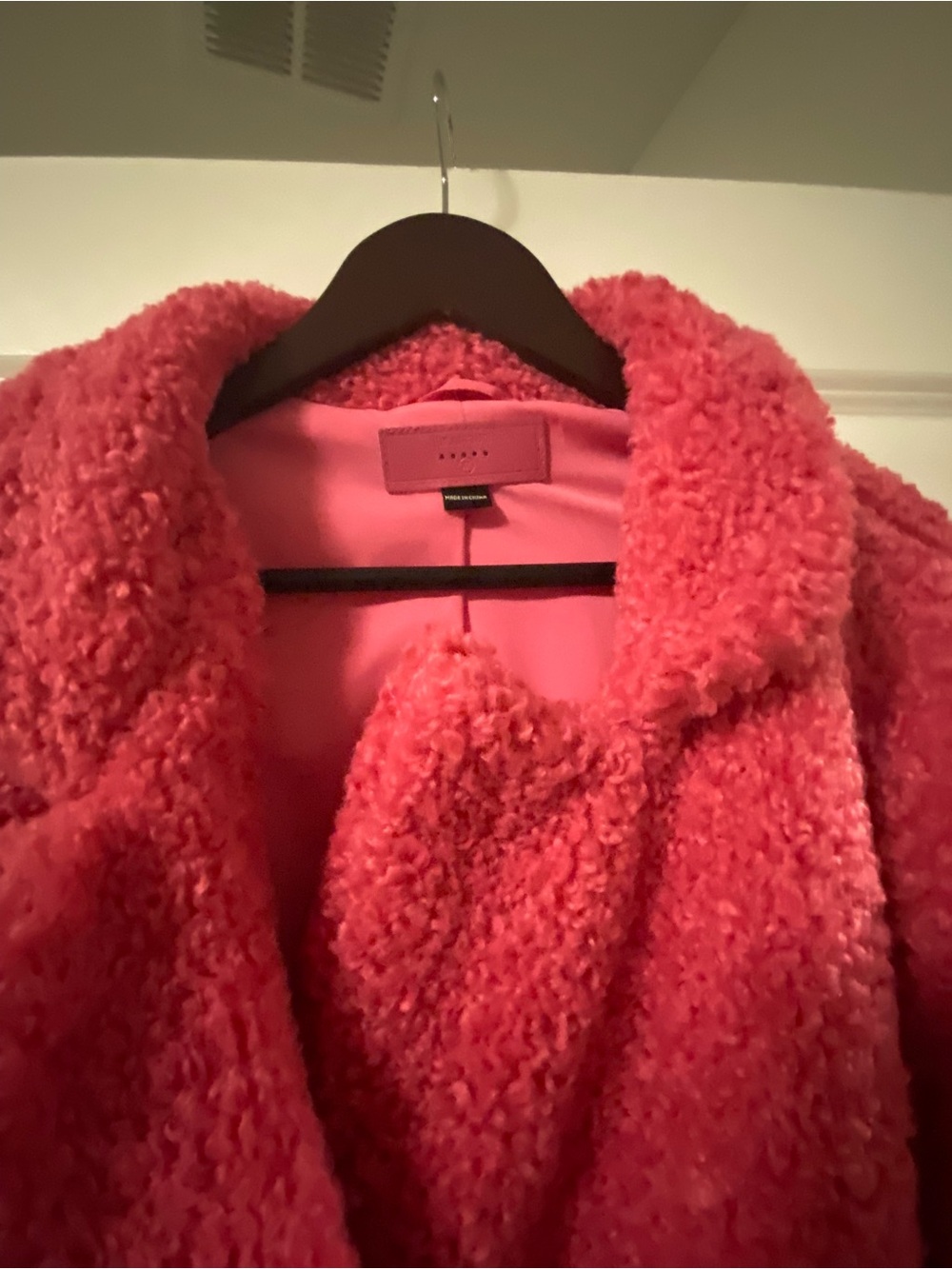 Colorblock Bouclé TEDDY Coat in Pink and Orange - Picture 6 of 9